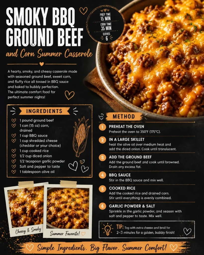 Smoky BBQ Ground Beef and Corn Summer Casserole