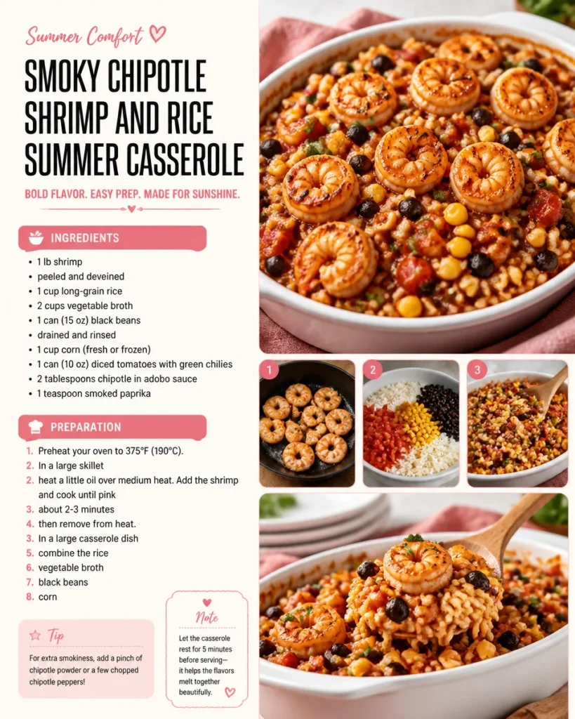 Smoky Chipotle Shrimp and Rice Summer Casserole