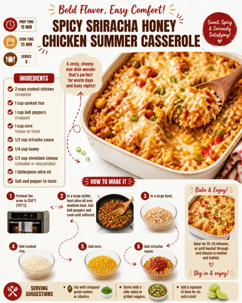 Spicy Sriracha Honey Chicken Summer Casserole