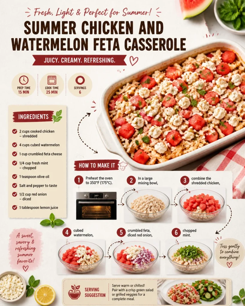 Summer Chicken and Watermelon Feta Casserole