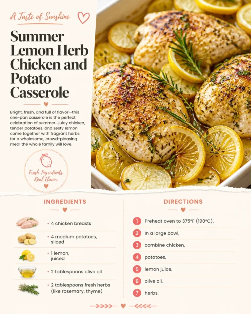Summer Lemon Herb Chicken and Potato Casserole