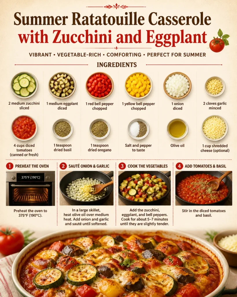 Summer Ratatouille Casserole with Zucchini and Eggplant