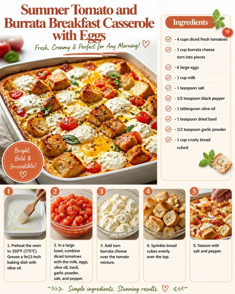 Summer Tomato and Burrata Breakfast Casserole with Eggs