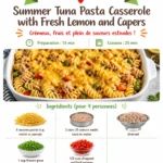 Summer Tuna Pasta Casserole with Fresh Lemon and Capers