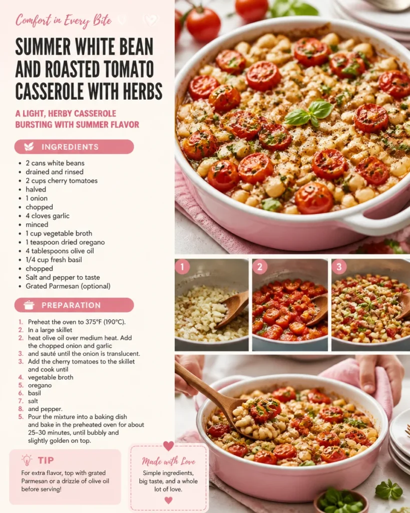 Summer White Bean and Roasted Tomato Casserole with Herbs