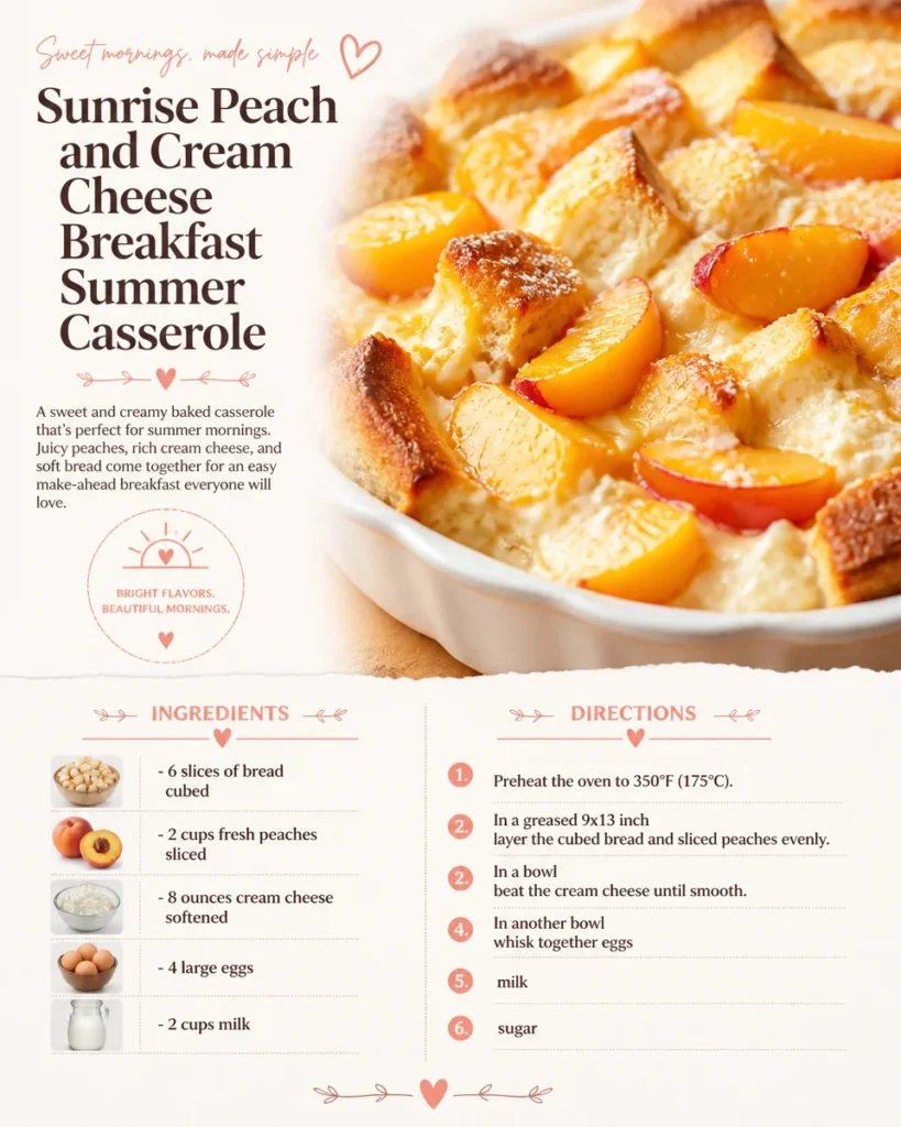 Sunrise Peach and Cream Cheese Breakfast Summer Casserole