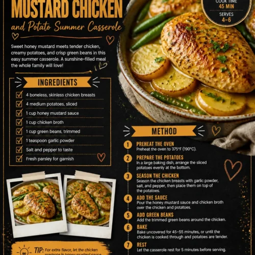 Delicious Sunset Honey Mustard Chicken and Potato Casserole fresh out of the oven