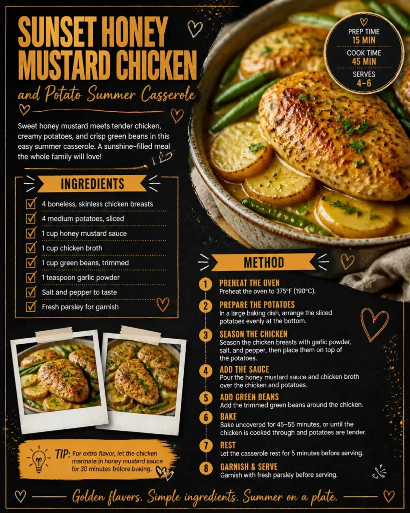 Sunset Honey Mustard Chicken and Potato Summer Casserole