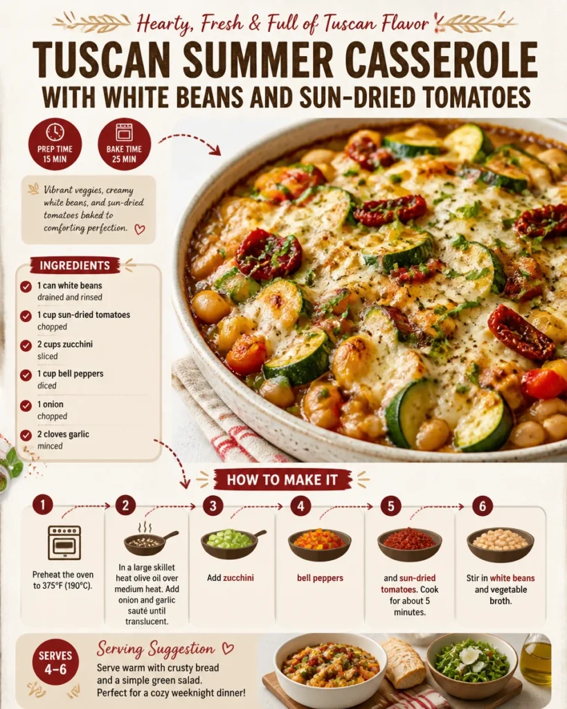 Tuscan Summer Casserole with White Beans and Sun-Dried Tomatoes