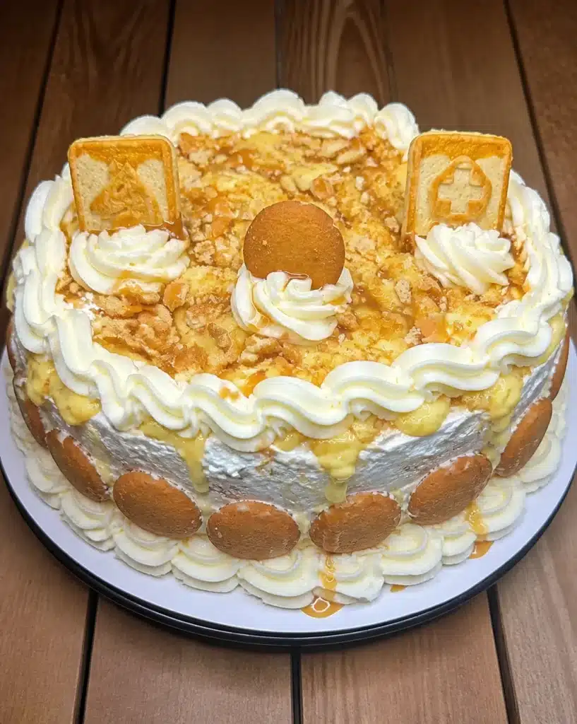Banana pudding cake, might not be the prettiest but it’s delicious