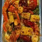 Seafood boil with crab, lobster, shrimp and crawfish