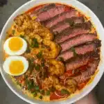 Steak and shrimp ramen 🔥 I love noodles